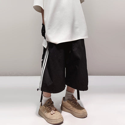 Pocket Design Wide-leg Cropped Cargo Pants WN23660-K