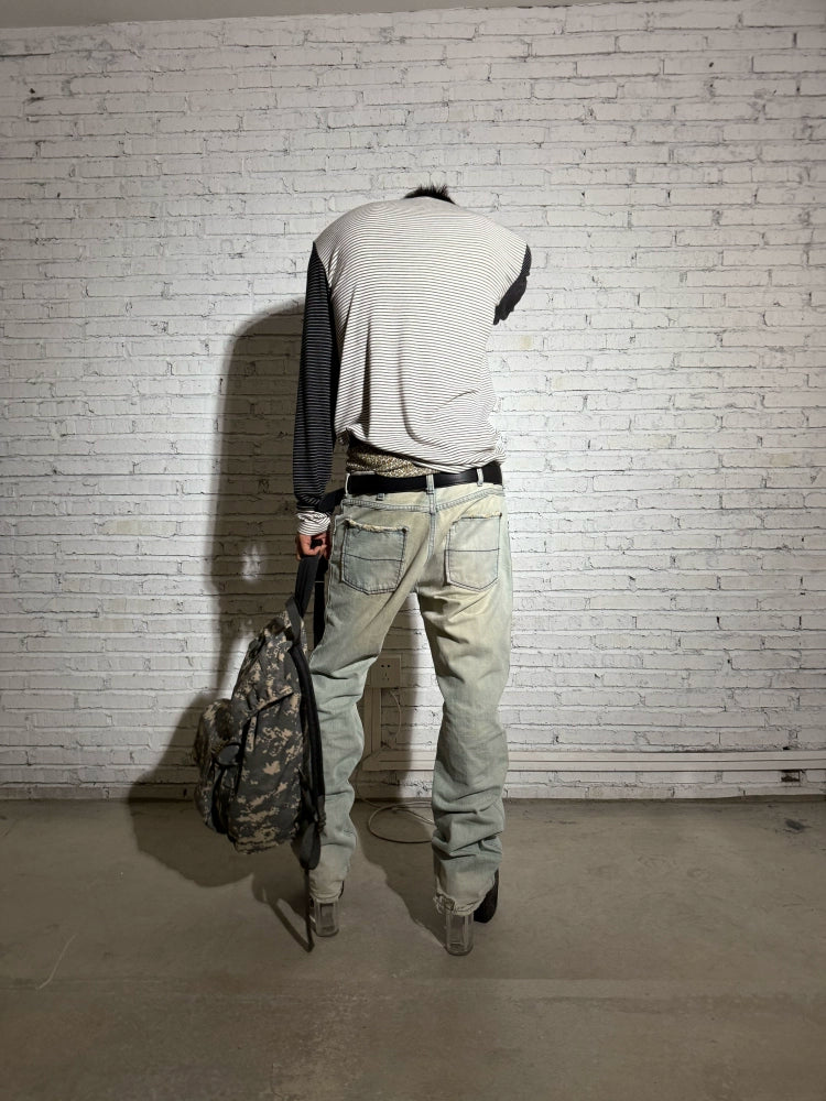 Graphic Print Stripe Long Sleeve T-Shirt WN19068