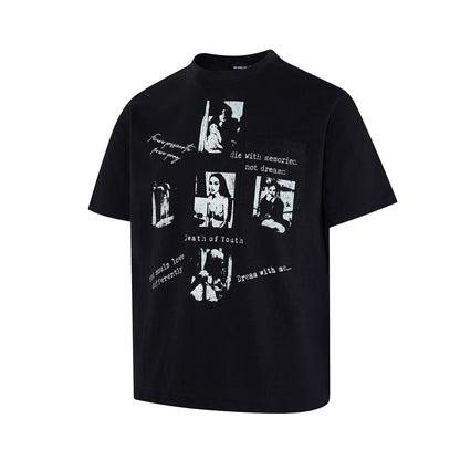 Portrait Letter Print Short Sleeve T-Shirt WN25522