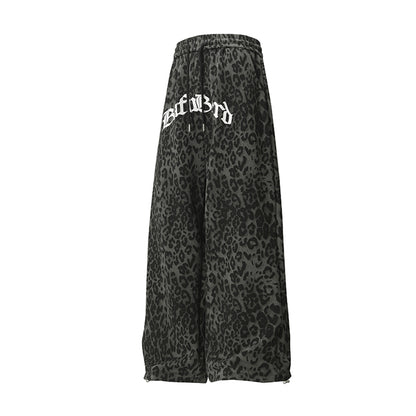 Leopard Print Sporty Drapey Wide Leg Pants WN25600