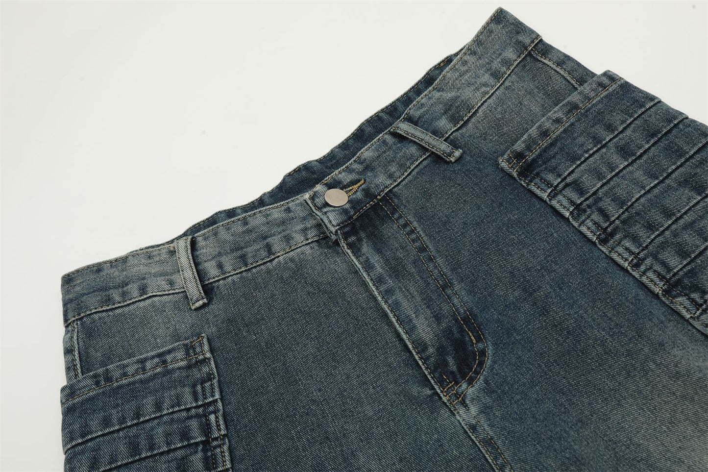 Washed Wide-Leg Straight Denim Jeans WN11486