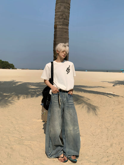 Studs Spine Embroidery Short Sleeve T-Shirt WN19779