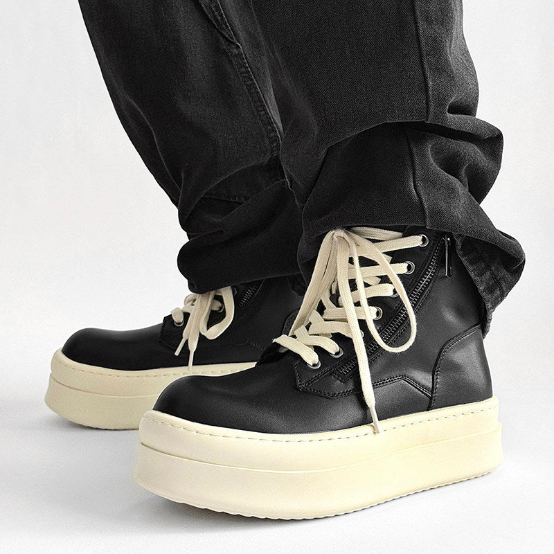 Lace Up Side Zipper Thick Sole Short Boots WN24561