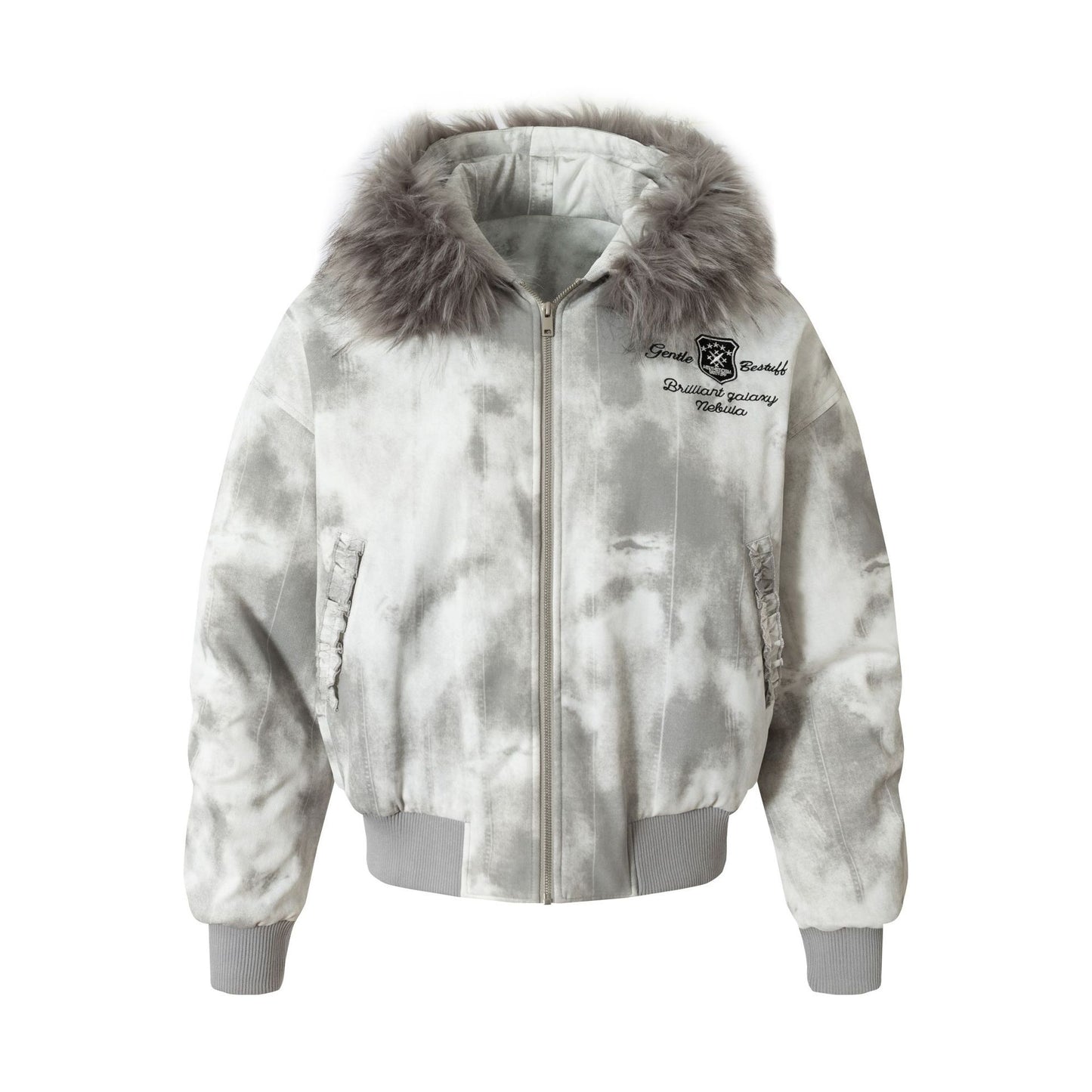 Fake Fur Collar Washed Puffer Jacket WN21896