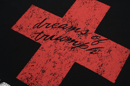 Cross Letter Print Short Sleeve T-Shirt WN26137