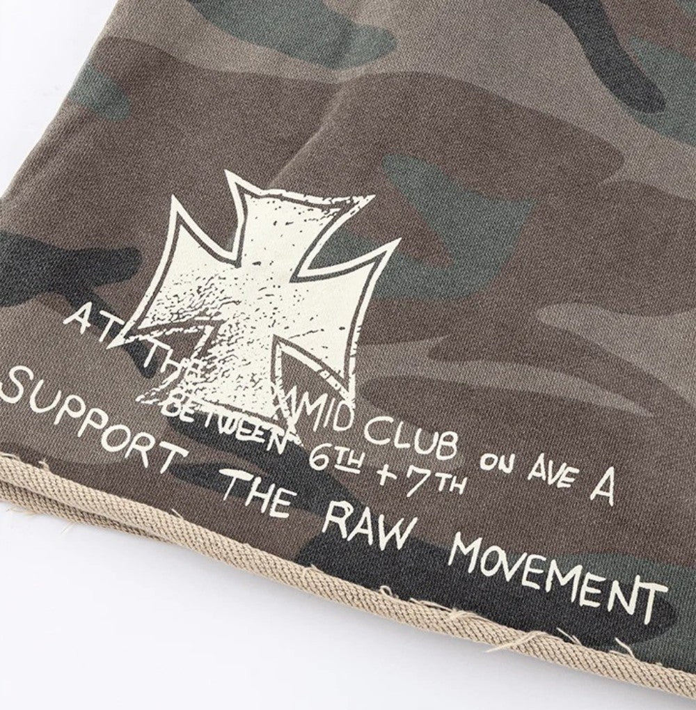 Camo Typography Graphic Sleeveless T-Shirt WN27985