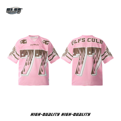 Sporty Flame Number Graphic Short Sleeve T-Shirt WN26464