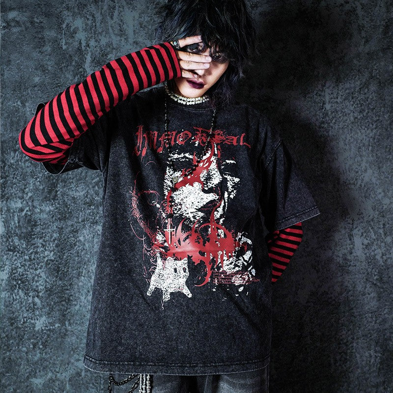 Washed Graphic Print Short Sleeve T-Shirt WN15945