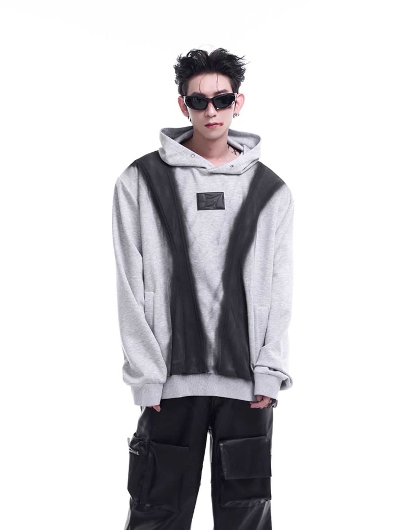 Spray Paint Shoulder Pad Heavyweight Hoodie WN8085