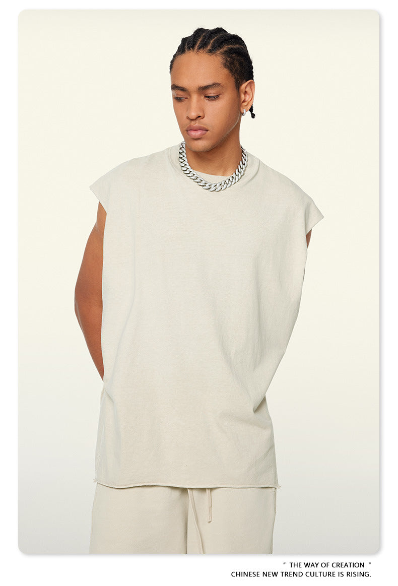 Washed Oversize Sleeveless T-Shirt WN6069