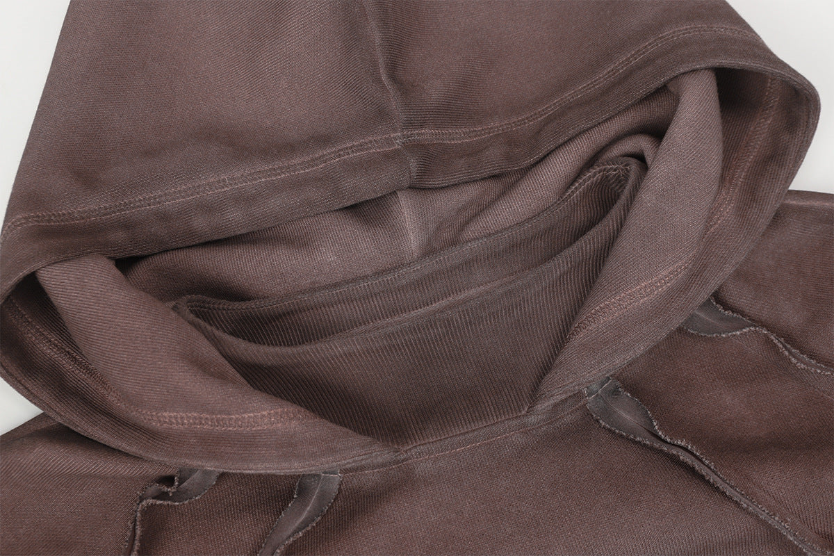 Heavyweight Washed Deconstructed Pullover Hoodie WN23059