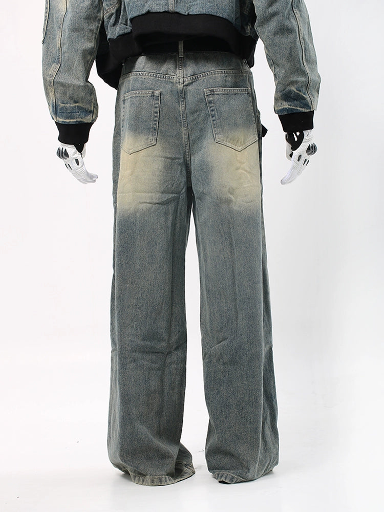 Washed Wide Leg Denim Jeans WN18704