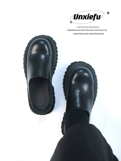 Chunky Sole Leather Mule Derby Shoes WN20776