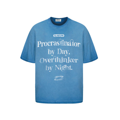 Washed Faded Letter Print Heavyweight Short Sleeve T-Shirt WN26869