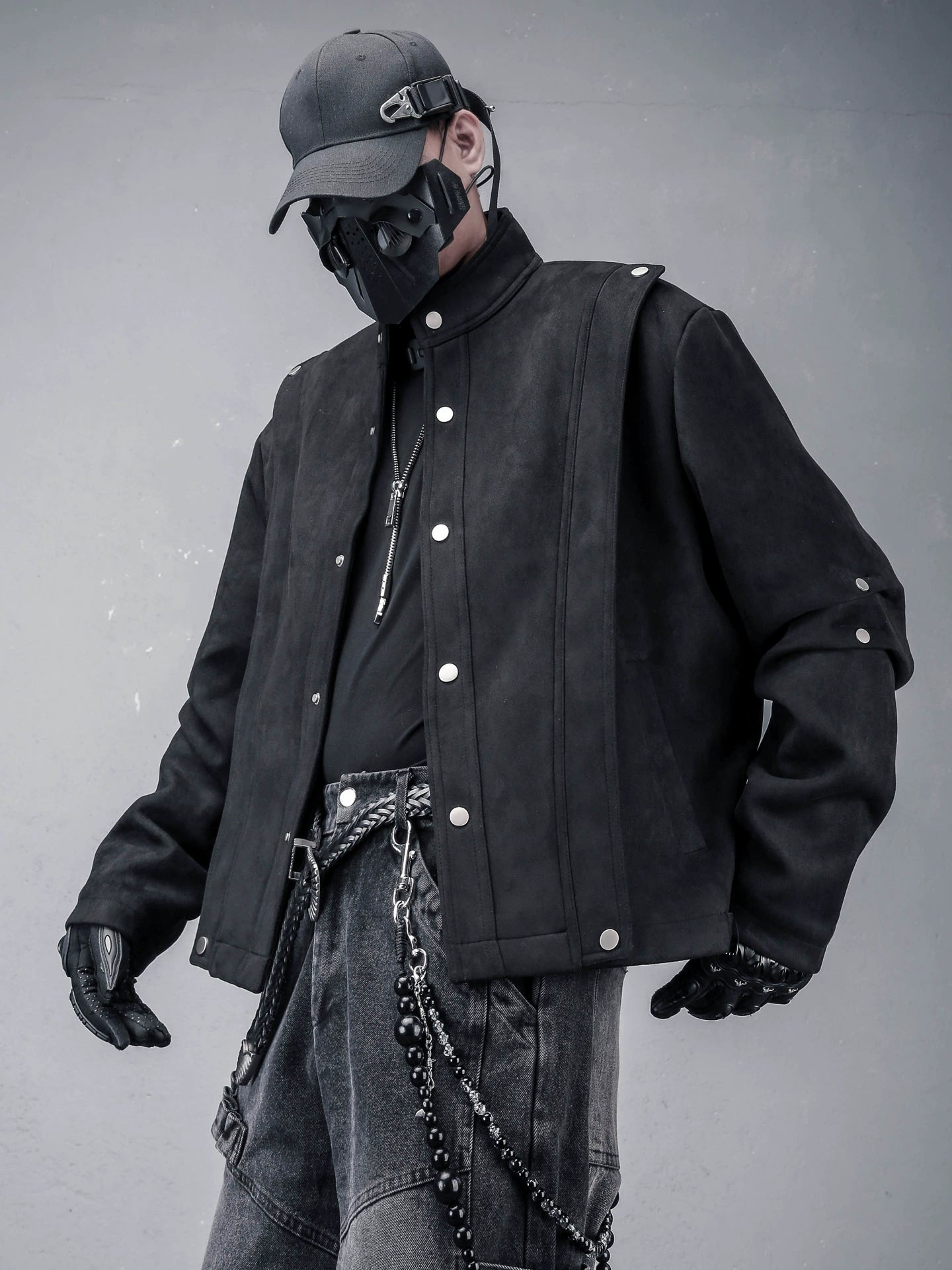 Suede-Look Stand Neck Oversize Jacket WN22385