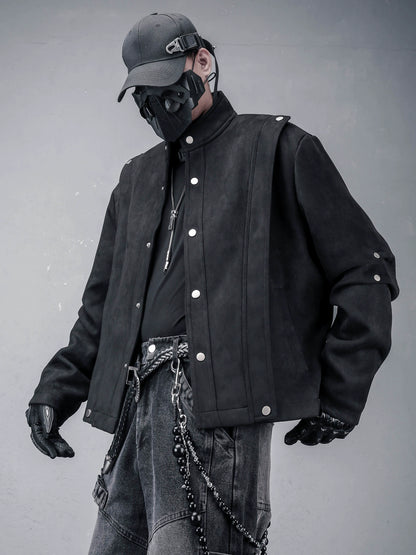 Suede-Look Stand Neck Oversize Jacket WN22385