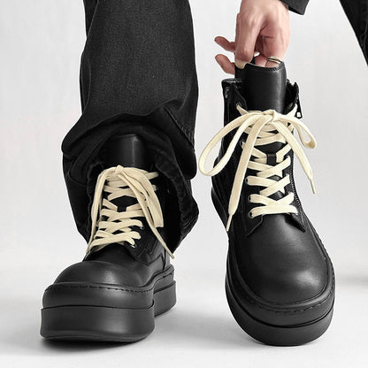 Lace Up Side Zipper Thick Sole Short Boots WN24561