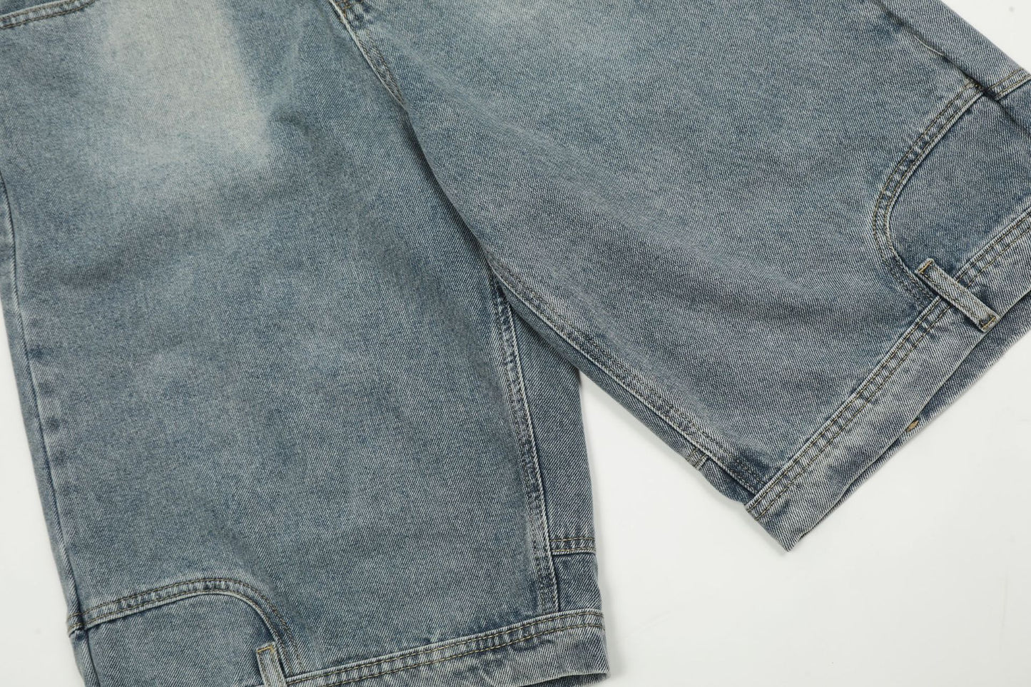 Washed Deconstruction Wide Leg Denim Half Jeans WN26112