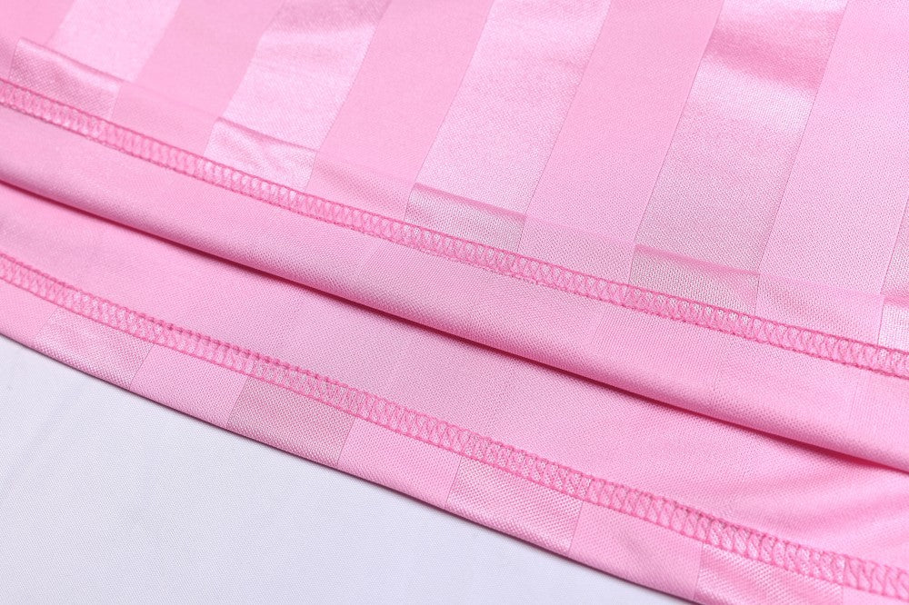 Vertical Stripe Jacquard Badge Embroidery Short Sleeve Shirt WN28041
