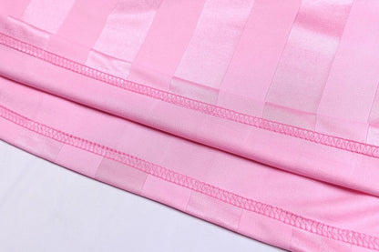 Vertical Stripe Jacquard Badge Embroidery Short Sleeve Shirt WN28041