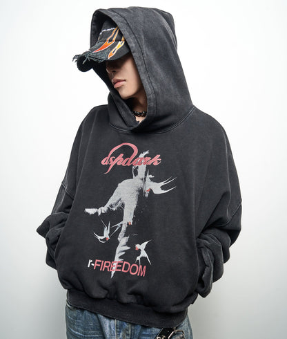 Letter Print Oversize Cropped Hoodie WN22961