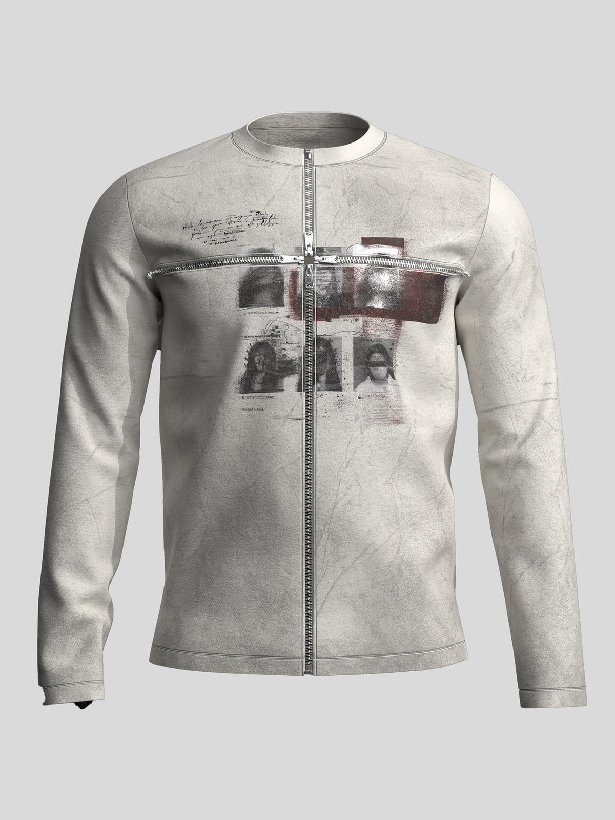 Lightweight Cross Zipper Print Long Sleeve T-Shirt WN27085