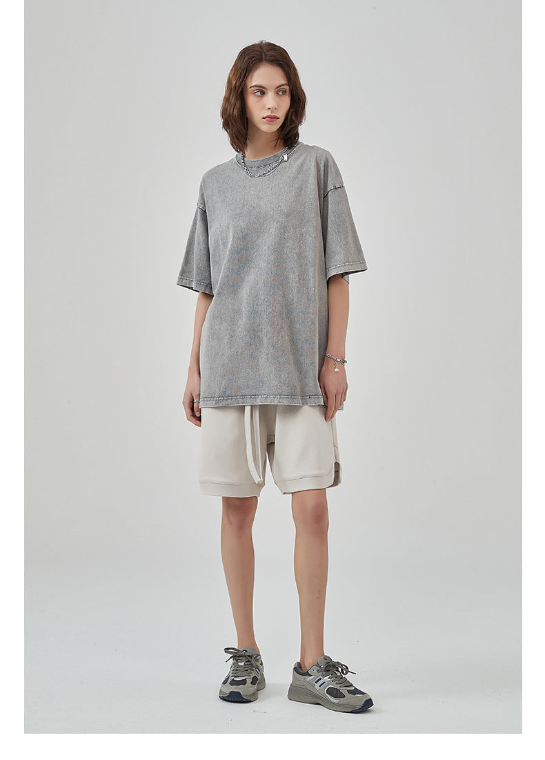 Vintage Dyed Oversize Short-sleeve T-shirt & Vintage Dyed Short Sweatpants Setup WN6631-K
