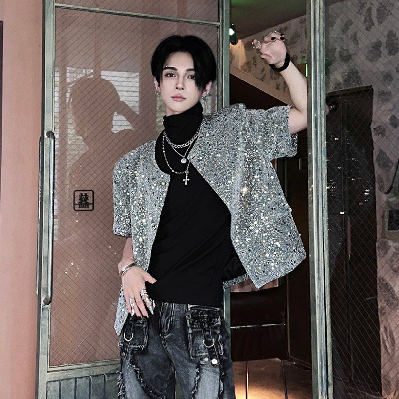 Sequin Short Sleeve Tweed Jacket WN25140