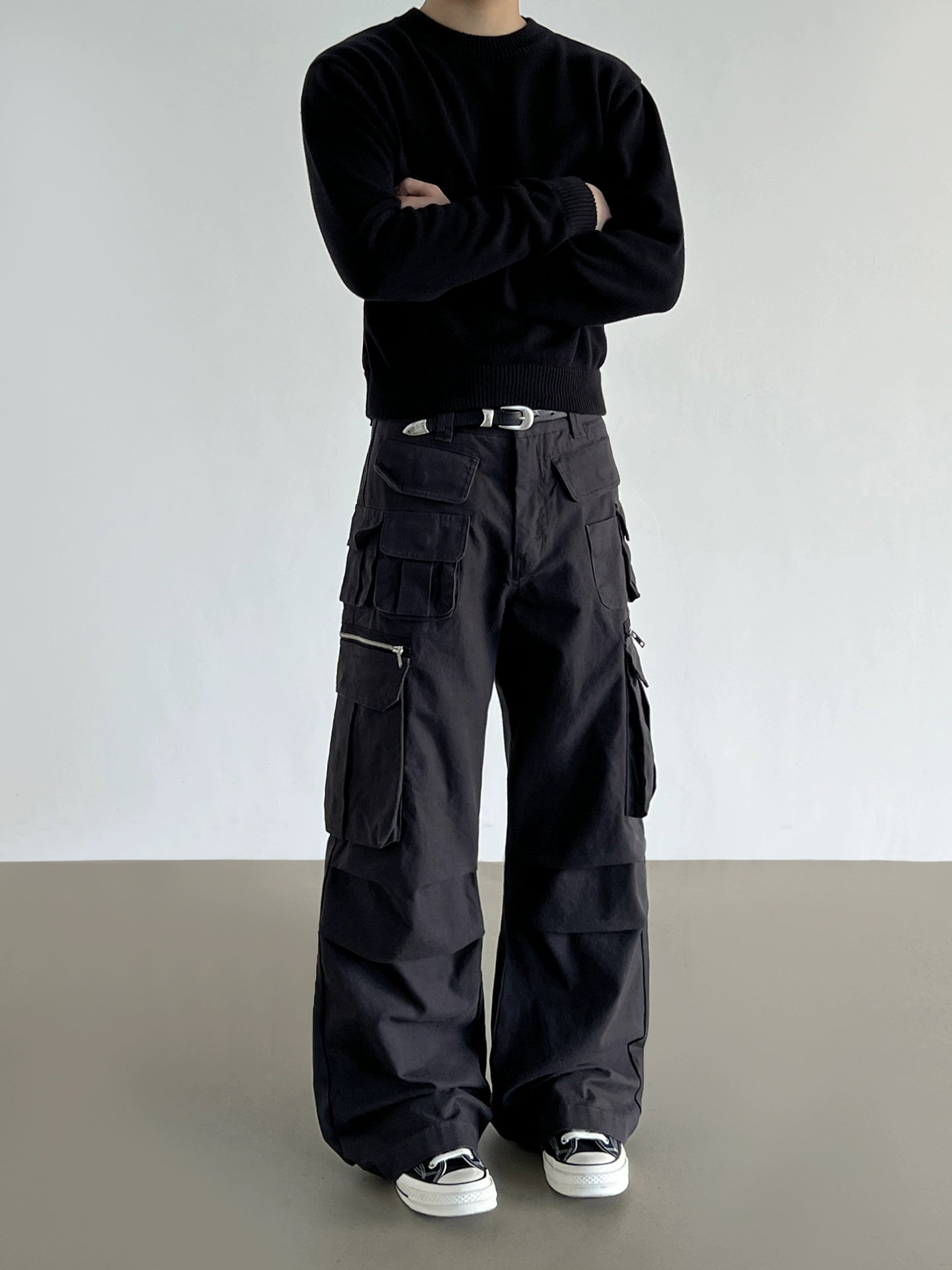 Multi-Pocket Wide Leg Straight Cargo Pants WN21199