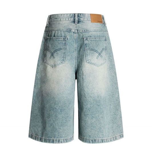 Cropped Damage Washed Half Denim Jeans WN26786