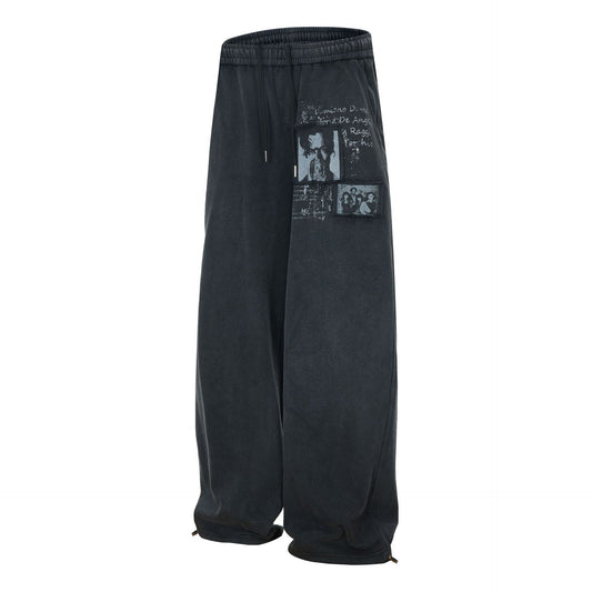 Washed Fade Graphic Wide Leg Sweatpants WN26098