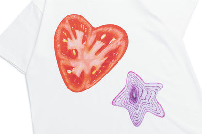Heart Tomato Print Oversize Short Sleeve T-Shirt WN26863
