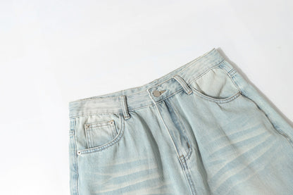 Washed Whisker Wide Leg Denim Jeans WN25873