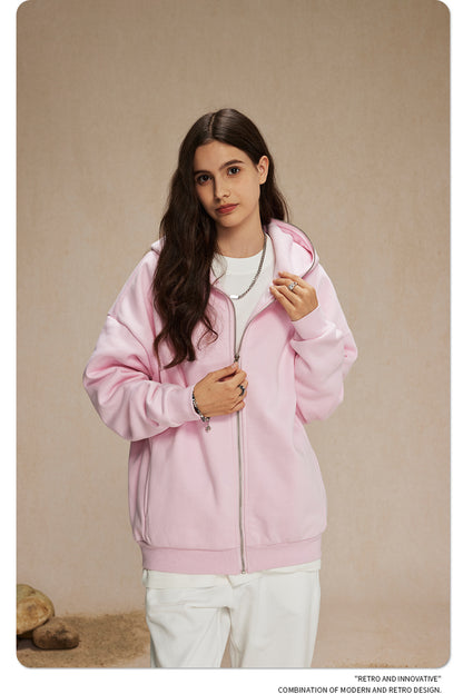 Oversize Plain Zipper Hoodie WN9971