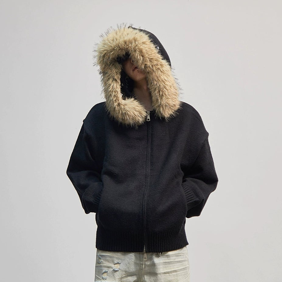 Zip-Up Oversize Fake Far Hoodie WN21178