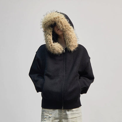 Zip-Up Oversize Fake Far Hoodie WN21178