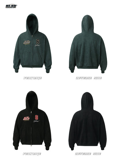Patchwork Embroidery Cropped Zip-Up Hoodie WN26543