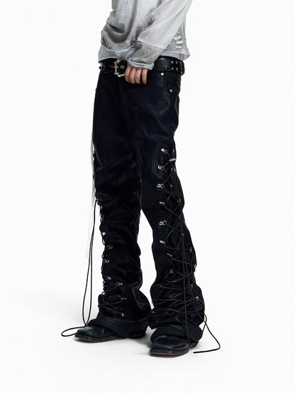 Strap Lace-Up Wide Leg Pants WN27434