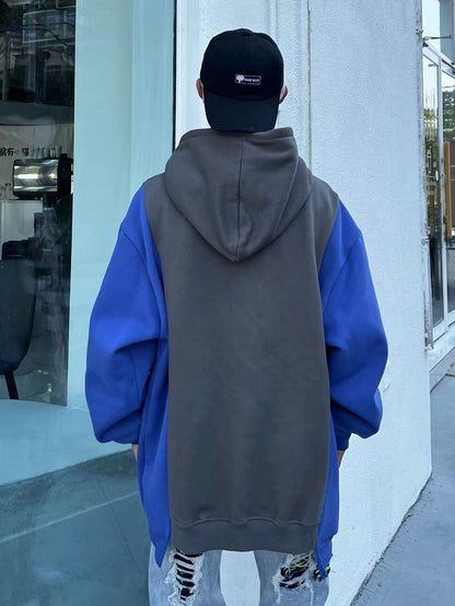 Skeleton Print Contrast Sleeve Oversize Hoodie WN24060
