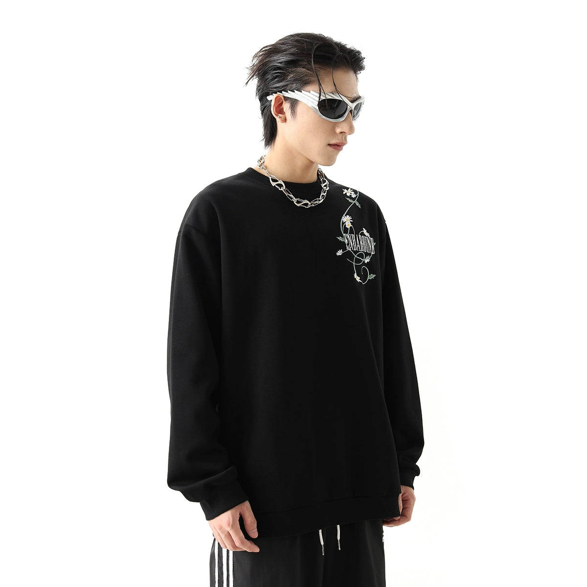 Embroidery Crewneck Oversize Sweatshirt WN10332