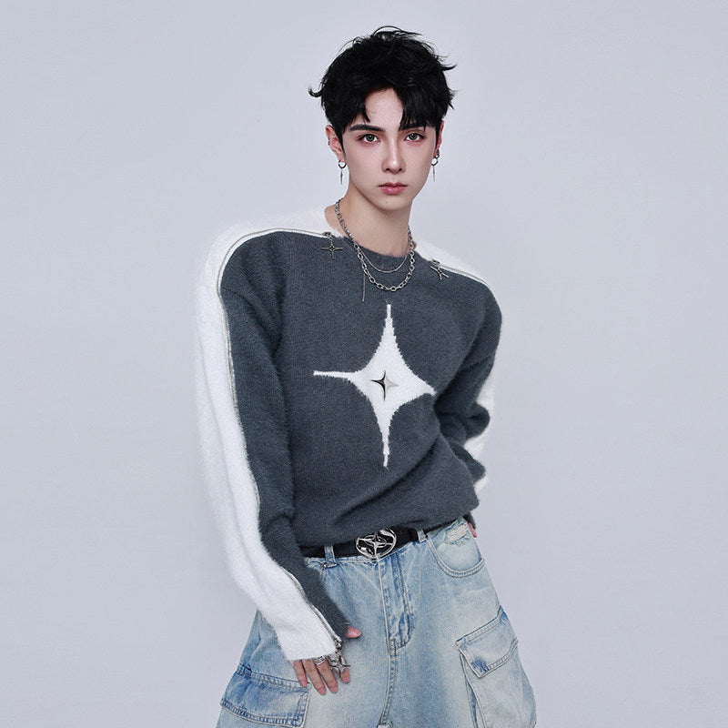 Star Pattern Oversize Knit Sweater WN25159