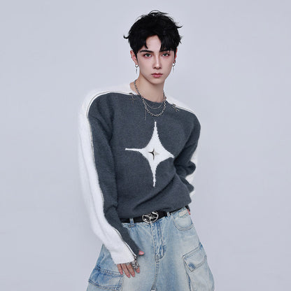 Star Pattern Oversize Knit Sweater WN25159