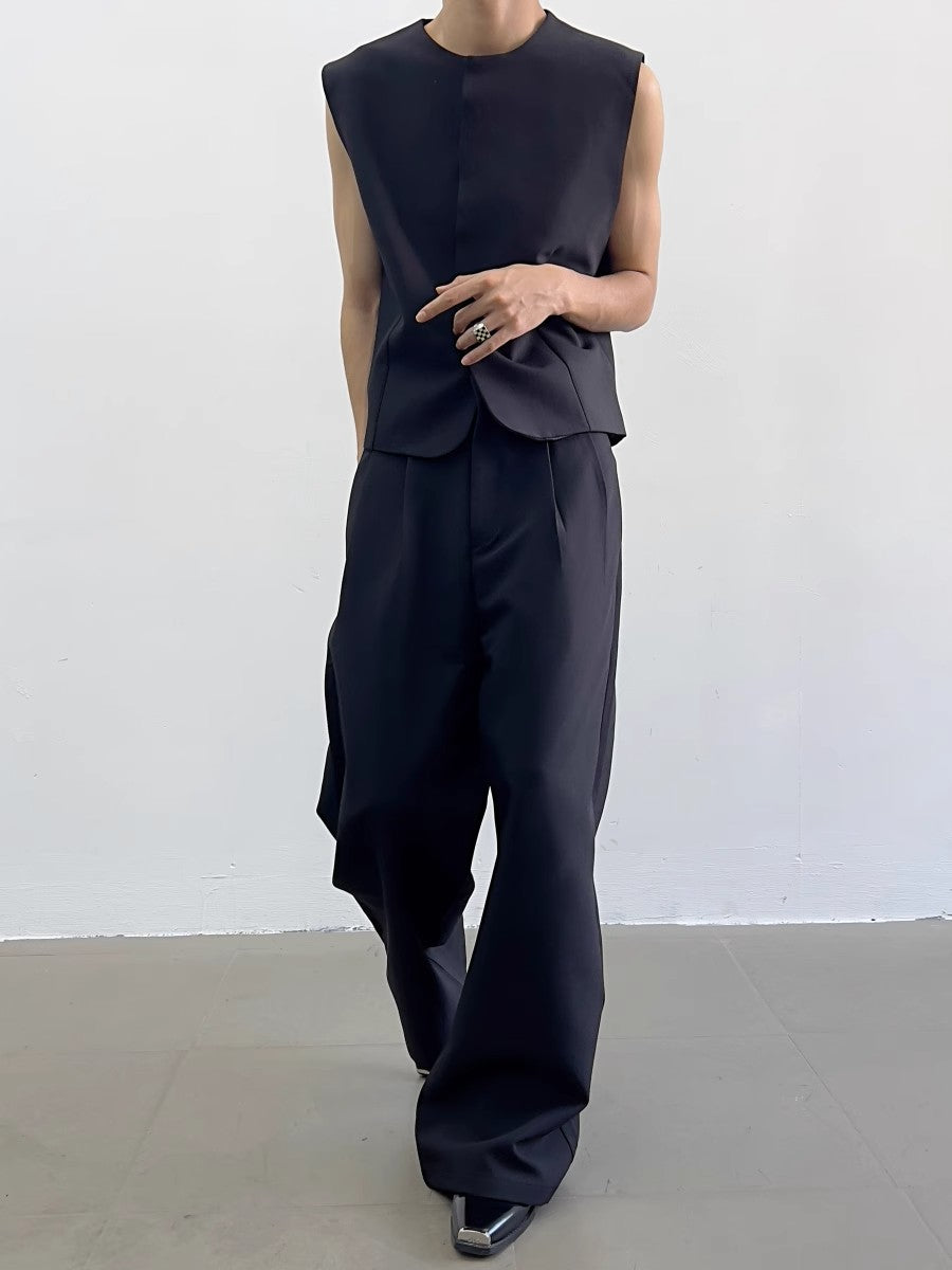 Short Vest & Wide Leg Straight Trousers Etup WN7360