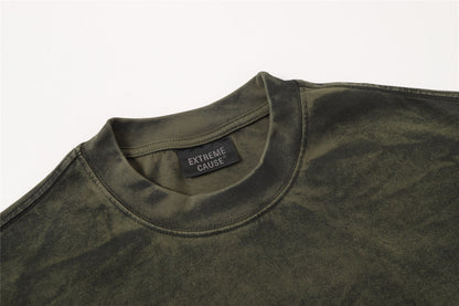 Washed Panel Raw Hem Short Sleeve T-Shirt WN26766