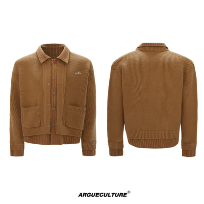 Fake Layered Stripe Button Knit Cardigan WN22589