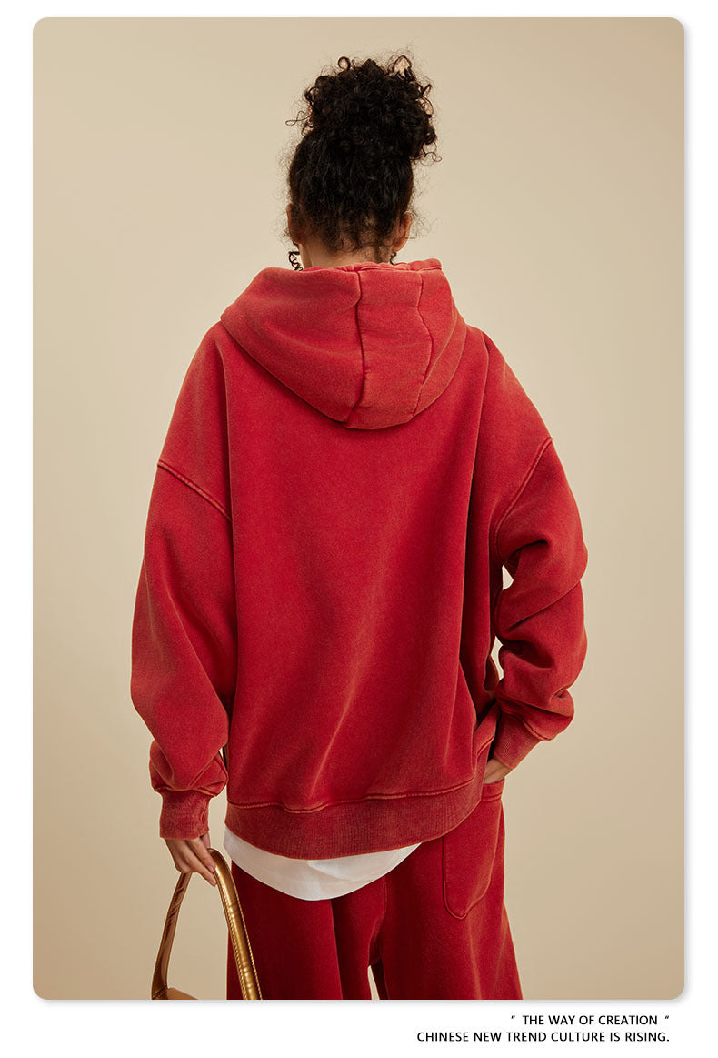 Oversize Washed Zipper Hoodie WN6461