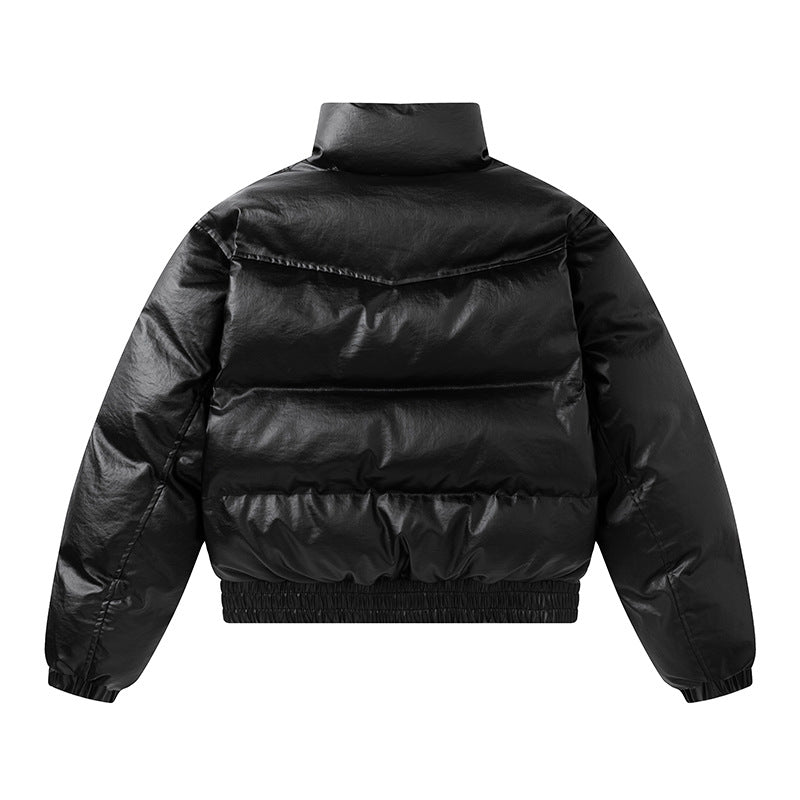 Quilted Short Pu Leather Puffer Jacket WN11319