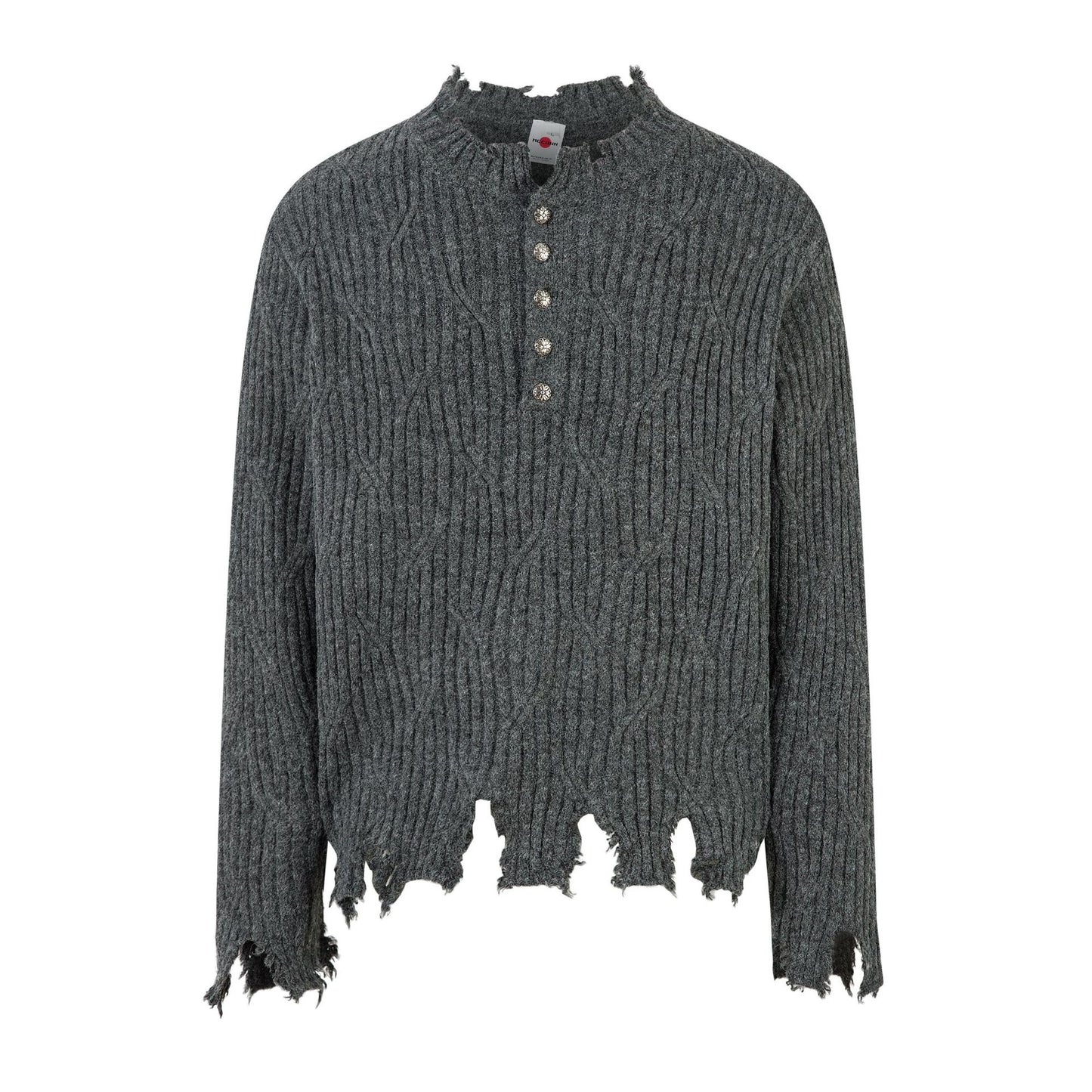 Frayed Hem Oversize Knit Sweater WN25934