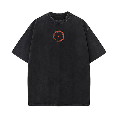 Washed Knight Print Oversize Short Sleeve T-Shirt WN26904