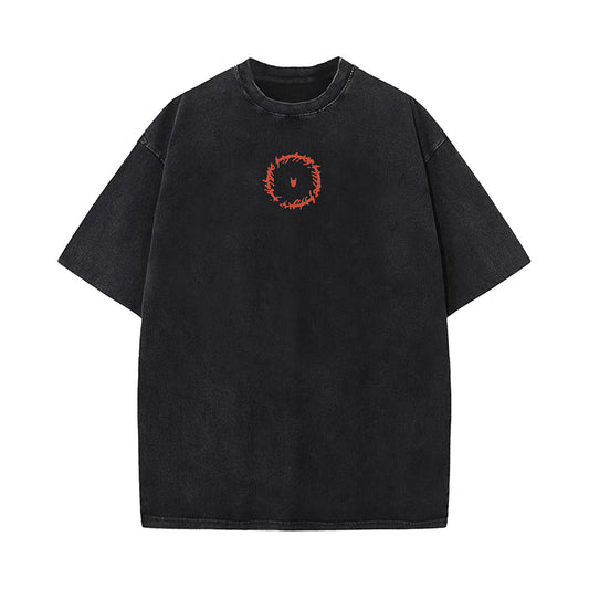 Washed Knight Print Oversize Short Sleeve T-Shirt WN26904